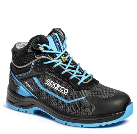 Sparco Indy-He Sunny ESD S3S SR FO LG Scarpe Antinfortunistiche Alte da Uomo S3 ESD HRO. Idrorepellenti, Metal Free, Supporto Caviglia, Ladder Grip - EU 44
