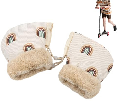 Genérico Manguito Silla Paseo Mano – 25×15cm, Guantes Carrito Forro Peluche Cortavientos | Calentador Antihielo Invierno, Patrón íris Pana Para Cochecito Y Manillar Bicicleta.