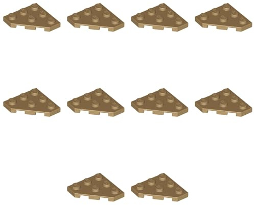 LEGO Wedge, Plate 3 x 3 Cut Corner, Part 2450 (Dark Tan, 10, Bricks)