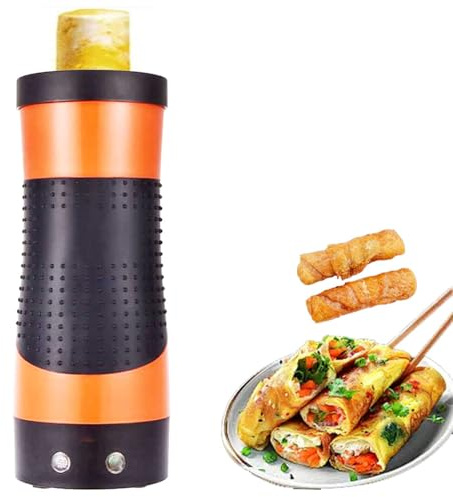 Electric Vertical Egg Roll Cooker Automatic Breakfast Maker Omelette Egg Roll Machine Nonstick Bottle-shaped for Sausages and Eggs Orange