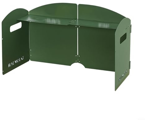 Opatiny Folding Gas Stove Windshield, Steel Camping BBQ Burner Windscreen with 3-Sided Windproof Design, Portable for Hiking, Green