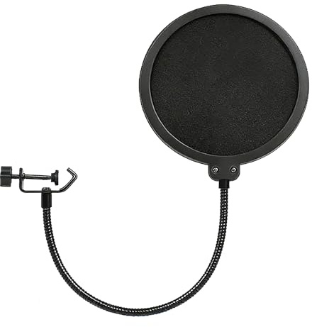 Mikrofon Popschutz mit Doppelschicht Filter, Verstellbarer Pop Filter mit Schwanenhals für Studio Mikrofone und Mikrofonständer