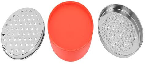 Cloimei Rallador de queso de acero inoxidable con contenedor de almacenamiento Rallador de cocina de doble cara para queso, jengibre, verduras, trituradora de alimentos, portátil, (Roja)