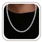Kette Herren 925 Silber - 4mm Breit Figaro Silberkette Herren Halskette