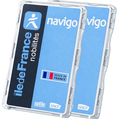Idée pro mobilité Étui Carte Navigo & Badge – Lot de 2 – 6 Clips Sécurisés – Protection 360° – Ultra Plat 3 mm – Format Universel 85x54 mm – Transparent – Fabriqué en France