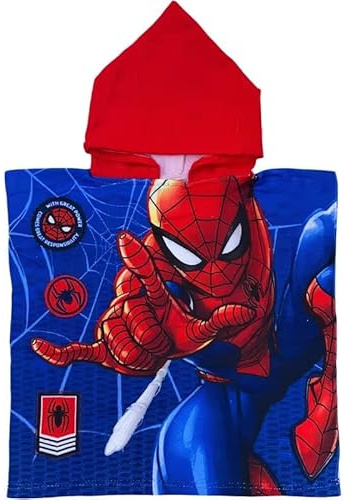 ILS I LOVE SHOPPING Poncho con cappuccio Asciugamano da spiaggia Mare e piscina Accappatoio in microfibra 55X90 cm asciugatura rapida, ultra morbido SPIDER