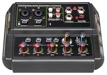 Mesa Mezclas, Tarjeta de sonido en vivo con reverberación audio 4 canales Bluetooth, conector for auriculares monitor 6,5 mm