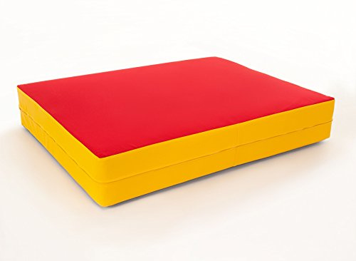 FLIXi Hüpfmatratze - ab 1 Jahre - Turn Matte für Kinder - Spiel Matratze zum Toben - Hüpfen - Balancieren Rot/Gelb
