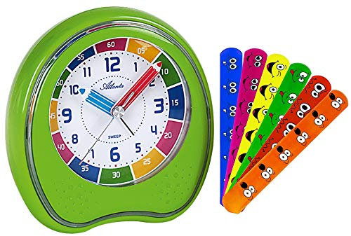 Atlanta Kinderwecker ohne Ticken mit Schnapp-Armband für Kinder - 1953/6 AB (Grün)