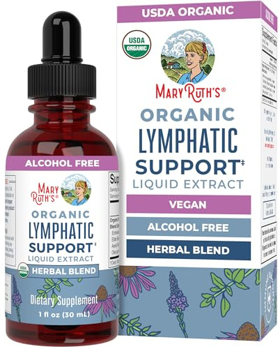 MARYRUTH'S Lymphatic Support Liquid Drops USDA Organic | Herbal Blend with Echinacea & Elderberry | Blue Vervain | Vegan | Alcohol-Free | Non-GMO | 30 Serving