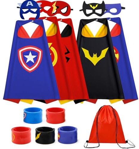KARAZZO Kids Capes Set and Wristbands Boys Costumes for Halloween Christmas Cosplay Dress Up (5-PACK CAPES SET)