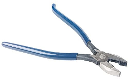 Klein Tools D201-7CSTLFT Ironworker Side Cutting Pliers to Twist and Cut Rebar Tie Wire, Left Handed and Spring Loaded, 9-Inch