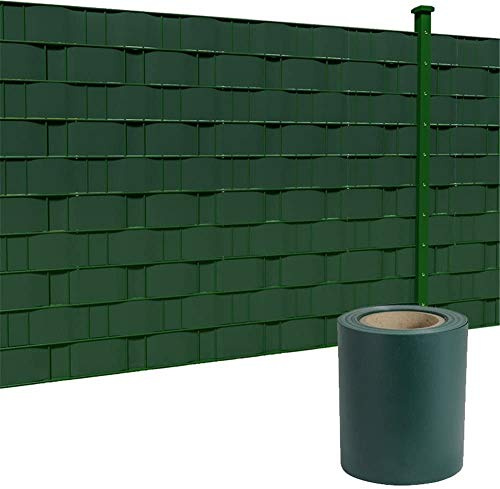 LZQ Strisce in PVC, Extra Spesse, opache, a Doppia Asta, con 20 Clip di Fissaggio per Recinzione da Giardino, Balcone (35 m x 19 cm, Verde)