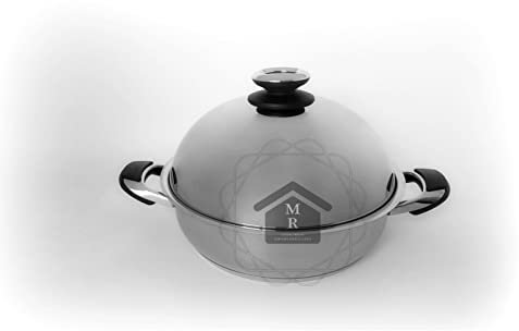 BISTECCHIERA MAXI 28 cm CON COPERCHIO A CUPOLA ACCIAIO INOX 18/10 TRIPLO FONDO INDUZIONE