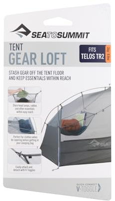 Sea to Summit Telos TR2 Gear Loft, Grey | Ultraleichte Netzausrüstung hält Kleidung, Stirnlampen und wichtige Dinge organisiert und vom Telos-Zeltboden fern