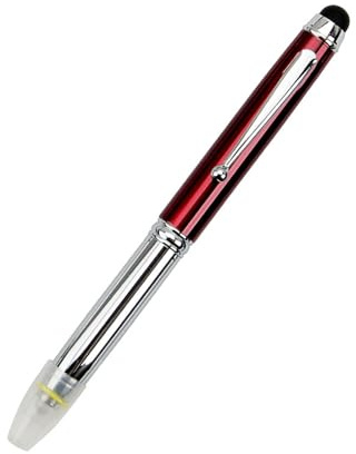 LED-Kugelschreiber 3 in 1 Stift/Stylus/LED-Licht, 1Stück Technische Leuchtkugelschreiber für Nachtschreiben, Betriebene Tintenstifte mit Nachfüller und Batterien für Nachtschreiben (Rot)