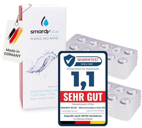 smardy 120 Compresse di Prova Rapide Phenol Red (Valore pH) Shake Tester Pastiglie Reagenti per l‘Analisi dell'Acqua in Piscina, Acqua Potabile, Acquario (120)