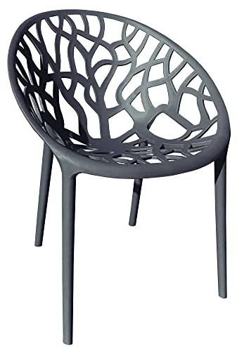 TRISENS Gartenstuhl Kunststoff Stapelstuhl Bistrostuhl Küchenstuhl Stuhl Stapelbar, Farbe:Dunkelgrau, Menge:1 St.