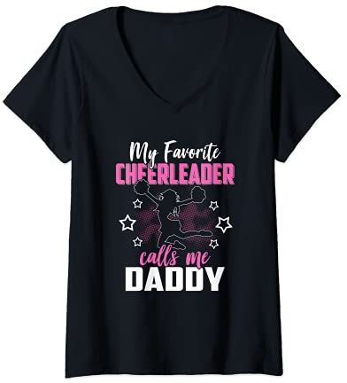Damen Lustiger Cheerleading Dad Cheer Dad Cheerleading Vatertag T-Shirt mit V-Ausschnitt