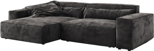 DELIFE Eckcouch Sirpio XL Mikrofaser Schwarz 270x170 cm Recamiere variabel