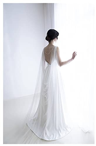 Hochzeitsumhang – Brautumhang – Schulterschleier – Brautumhang – Brautrückenkette – Rückenschmuck – Umhang mit Schleier (Color : Ivory, Item Length : 200cm)