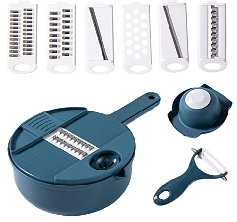 Mandoline Gemüsehobel, 12 In 1 Würfelschneider Gemüseschneider Verstellbar, Multifunktion Gemüsehobel Schneider Reibe Zwiebelschneider, Gemüsehobel Zum Hobeln Von Und Gemüse Mit Großem Behälter