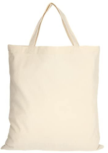 TEXXILLA 10 Stück Baumwolltasche - 28 Farben | mit Zwei kurzen Henkeln | 38x42cm | Jutebeutel | Einkaufstasche | unbedruckt, Farbe:Natur, Größe:10 Stück