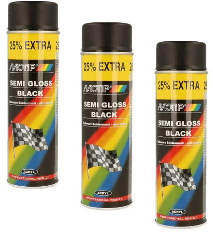 MOTIP Rallye Seidenglanz schwarz 500ml, 3-teiliges Set | Schnelltrocknend