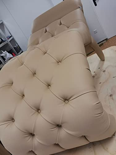 Anatomische Kosmetikliege mit verstellbarem Kopfteil, Kunstleder, 175x70 cm, Liege für Wimpernverlängerung, Couch für Beauty Salon - 01 beige