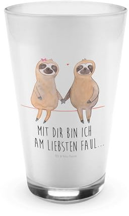 Mr. & Mrs. Panda Longdrinkglas Faultier Pärchen - Geschenk, Latte Macchiato Glas, Liebe, Wasserglas, Cocktailglas, Cocktail, Teeglas, Beziehung, faul
