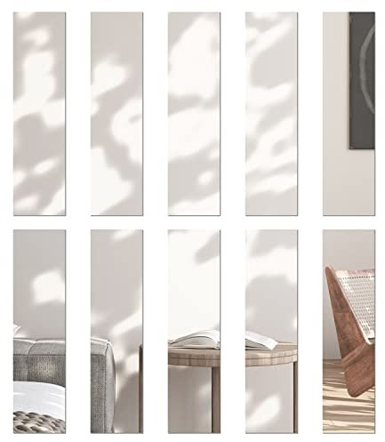 DRERIO 10 Stück Selbstklebende Acrylspiegel Streifen Selbstklebende Spiegel 20 × 5 cm x 2 mm HD klebrige Spiegel Lange Kunststoff rahmenlose Spiegel Kacheln Wandspiegel Nicht Glas, für Home Decor