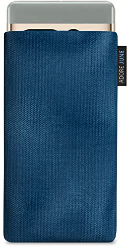 Adore June Classic Ozean-Blau Tasche kompatibel mit Pixel 8 Pro und Pixel 7 Pro Handytasche aus widerstandsfähigem Cordura Stoff mit Display Reinigungs-Effekt