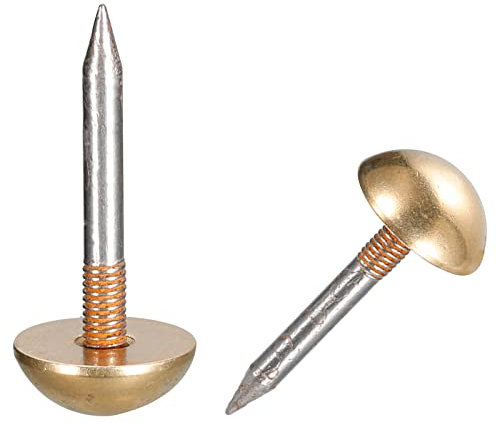 sourcing map Upholstery Tacks, 20Pcs 1/2 inch Brass Furniture Tacks Nails Decorative Thumb Tack Push Pins for Furniture DIY Decorative, Gold