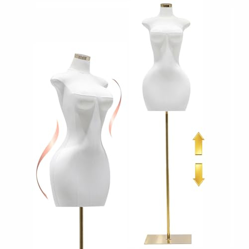 Kleiderpuppe Büste Torso, Schaufensterpuppe Höhe Verstellbarer, Damenbüste Weiblich mit Metall Base, Schneiderpuppe, für Bekleidungsgeschäft Shop Retail Store Boutiquen und Schneidereien