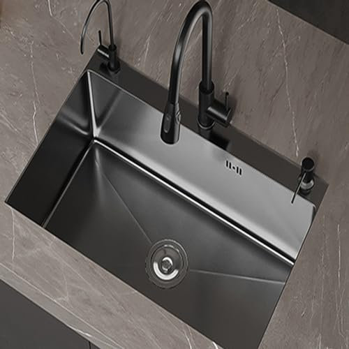 Diskbänkskåpa 304 rostfritt stål Nanobelagd Antibakteriell Anti-repa Handförtjockad diskbänk (550x450mm)