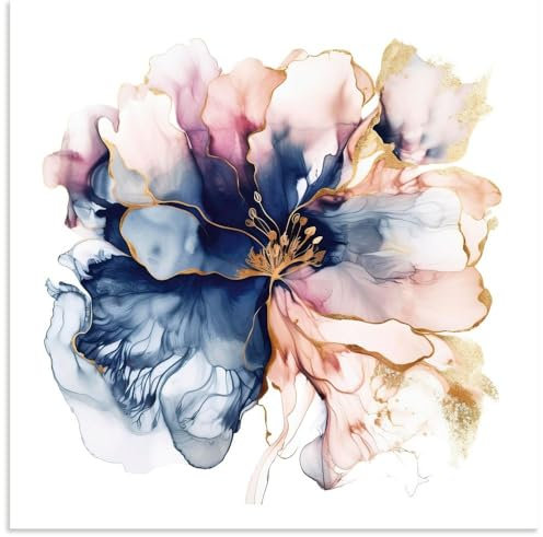 ARTland Wanddeko Wandbild Alu Verbundplatte für Innen & Outdoor Bild 40x40 cm Abstrakte Deko Modern Liquid Marmor Achat Tinte Blume Blüte U4WH
