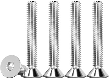 Drenky M4 X 30mm Vis à Tête Fraisée Avec Six Pans Creux en Acier Inoxydable A2 V2A Vis Hexagonales Argent Norme DIN 7991 / ISO 10642 Visserie Filetage Complet, Lot De 50