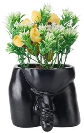 Body Vases for Decor - Planter Pot, Male Body Plant Pots - Vase Funny Planter Gift for Succulents and Cacti (Black, Large)