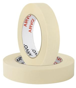ARVO Masking Tape for Painting – 24 mm x 50 m Decorators Painters Tape | Medium-High Adhesion, Crepe Paper for Walls, Trim & Multi-Surface Indoor Decorating – Pack of 2