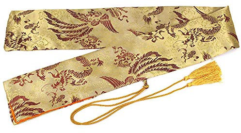Taiji svärdväska, Japanskt Samurai-svärd i siden Katana Wakizashi Svärdskyddsväska med gyllene tofs, A (Color : Onecolor)