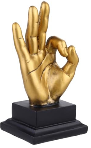 Cabilock Antike Erfolgsskulptur im Amerikanischen Stil Ok Signal Ornament aus Kunstharz Goldene Handgeste für Wohnzimmer und Büro
