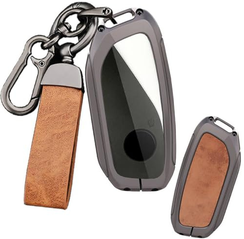 ontto Leder Autoschlüssel Hülle Passt für BMW U11 X1 U06 G81 M3 X5 G05 LCI Ix X7 I7 XM 5er 7er 740Li 530Li IX40 EL 2023 2024 Schlüsselhülle Metall Schutzhülle Schlüsseletui Zubehör-A Braun