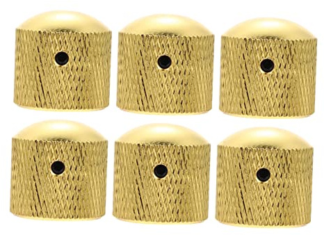 6 Goldene Lautstärke und Klangreglerkappen für E-gitarre und Bass | Legierung, Korrosionsbeständig, Einfache Montage, 6 Stück für Ersatzteile und Zubehör