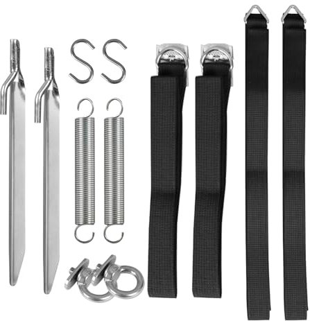 Sturmsicherung für Vorzelt und Zubehör, Windbreak Markisen-Bodenanker-Kit, Bodenanker, S-Haken, Feder, Gurt,Zubehör für Windschutzvorrichtungen für Vorzelte, Sturm Abspannset Wohnwagen