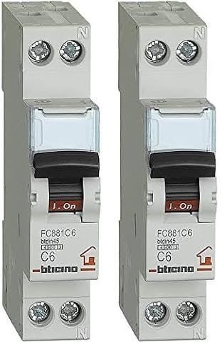 Bticino SFC881C6 Interruttore Magnetotermico Modulare BTDIN-RS, per il Comando, la Protezione Contro i Cortocircuiti e Sovraccarichi ed il Sezionamento di Circuiti Elettrici, 1 Modulo DIN
