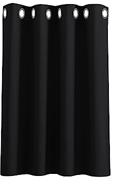 PONY DANCE Black Blackout Thermal Insulated Curtain for Bedroom, 42 x 36 Inch Short Eyelet Black Out Door Curtain & Drape for Window, Living Room, Kitchen, 1 Panel