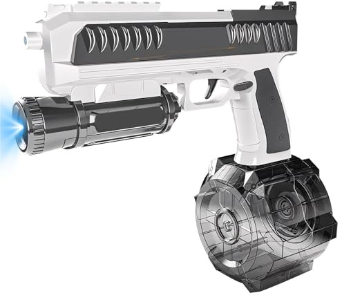 Elektrische Wasserpistole Sehr Stark,Water Gun Electric mit Licht,750ML Wasserpistole Elektrisch,Wasserspritzpistole Elektrisch bis zu10ft,Sommer Wasserspielzeug für Erwachsene Kinder (Schwarz)