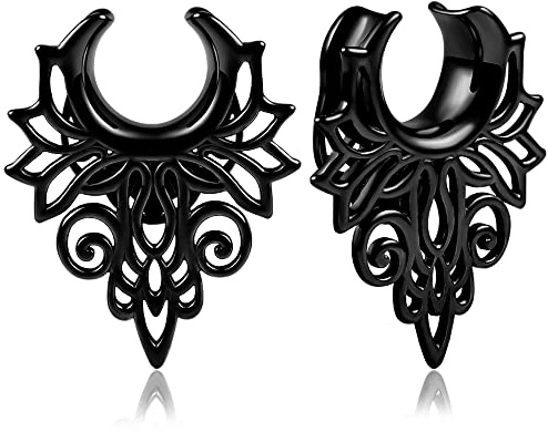 Vankula Ohr Tunnel 1 Paar Sattel Flesh Plugs Hohl Edelstahl für männer damen Ohrpiercing Gestreckte Schmuck8mm bis 19mm