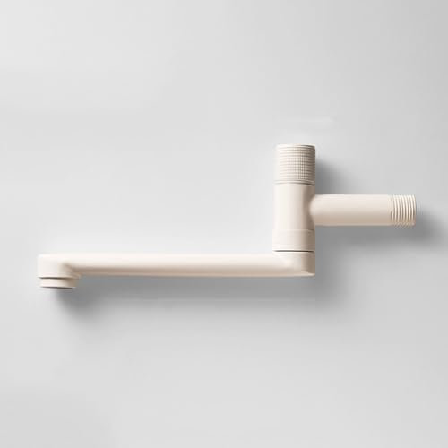 XSDSM Spültischarmatur Wandmontage 180° Schwenkbar Verlängerter Kaltwasserhahn Küchenspüle Einzelgriff Kupfer G1/2,Milch Weiß,25 CM