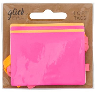 Glick Pack of 4 Plain Neon Mix Gift Tags to Accessorise Your Gifts Beautifully, Gift Tags, 7 x 5 cms